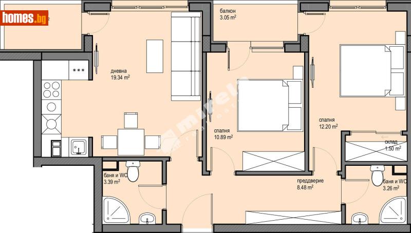 Тристаен, 88m² - София, София - град - Апартамент за продажба - МИРЕЛА - 117174381