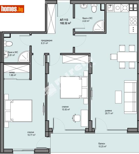 Тристаен, 120m² - София, София - град - Апартамент за продажба - МИРЕЛА - 117174858