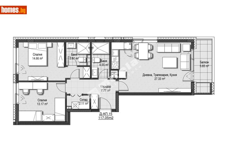 Тристаен, 115m² - Кв. Витоша, София - Апартамент за продажба - МИРЕЛА - 117175219
