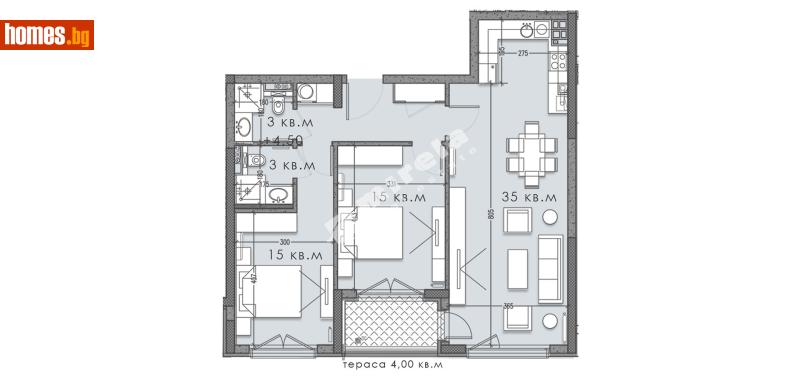 Тристаен, 115m² - Кв. Кръстова Вада, София - Апартамент за продажба - МИРЕЛА - 117175521