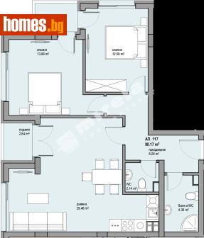 Тристаен, 108m² - Апартамент за продажба - 117175641