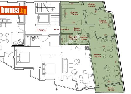 Тристаен, 103m² - Апартамент за продажба - 117205251