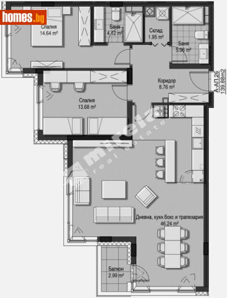 Тристаен, 140m² - Кв. Витоша, София - Апартамент за продажба - МИРЕЛА - 117205259