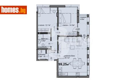 Тристаен, 99m² - Апартамент за продажба - 117219280