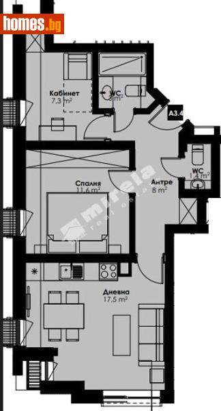 Тристаен, 53m² - София, София - град - Апартамент за продажба - МИРЕЛА - 117250875