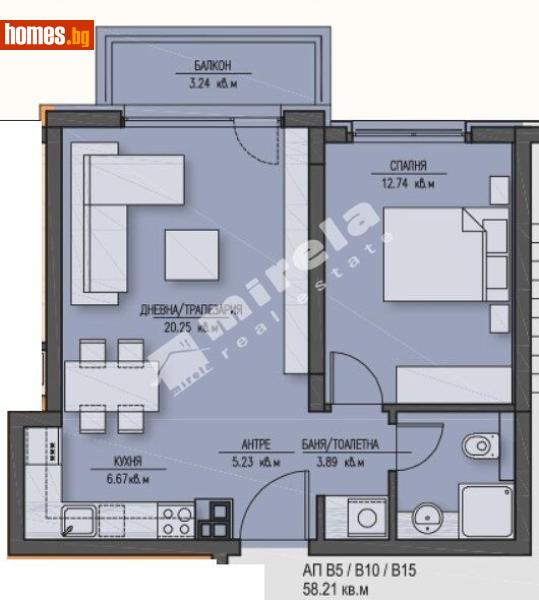 Двустаен, 75m² - Жк. Зона Б5, София - Апартамент за продажба - МИРЕЛА - 117320039