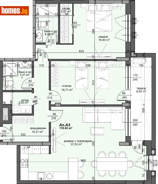 Тристаен, 142m² - Жк. Тракия, Пловдив - Апартамент за продажба - Имоти Мира - 117338888