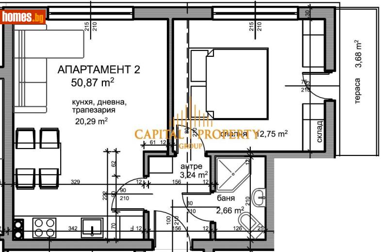 Двустаен, 63m² - С.Кранево, Добрич - Апартамент за продажба - Капитал Пропърти Груп - 117347769