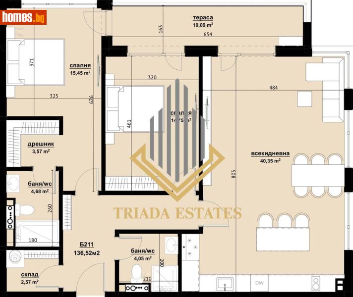 Тристаен, 136m² - Жк. Изгрев, Бургас - Апартамент за продажба - Триада естейтс - 117354137