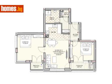 Тристаен, 103m² - Апартамент за продажба - 117369747