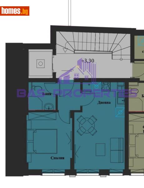 Двустаен, 51m² - Жк. Банишора, София - Апартамент за продажба - BasProperties - 117380416