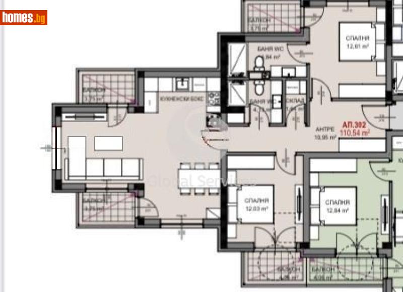 Тристаен, 127m² - Кв. Витоша, София - Апартамент за продажба - Глобъл Сървисиз ООД - 117455167