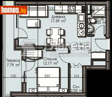 Двустаен, 63m² - Апартамент за продажба - 117492361