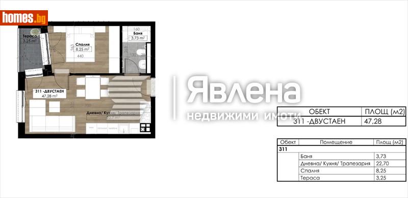 Двустаен, 60m² - Кв. Витоша, София - Апартамент за продажба - ЯВЛЕНА - 117493249