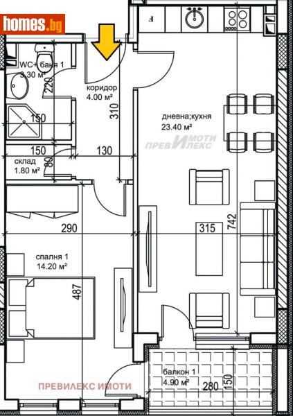 Двустаен, 71m² - Кв. Кършияка, Пловдив - Апартамент за продажба - Превилекс имоти ЕООД - 117541301