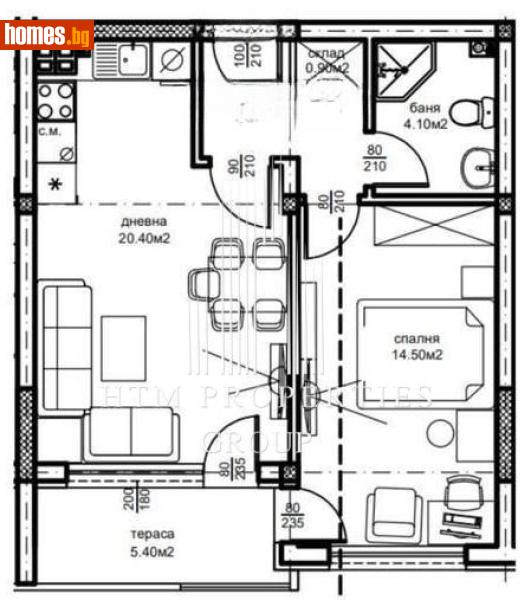 Двустаен, 57m² - Жк Южен, Пловдив - Апартамент за продажба - Ейч Ти Ем Пропъртис Груп ЕООД - 117670859