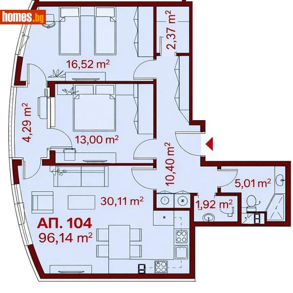 Тристаен, 112m² - Жк. Славейков, Бургас - Апартамент за продажба - Триада естейтс - 117673164
