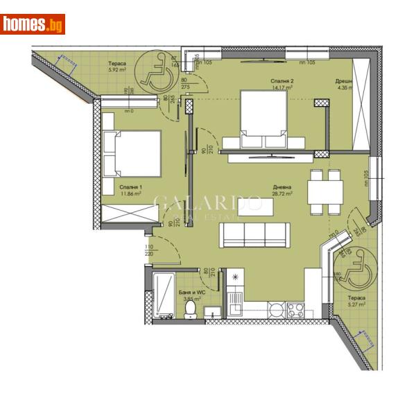 Тристаен, 104m² - Жк. Христо Смирненски, Пловдив - Апартамент за продажба - Galardo real estate - 117707260