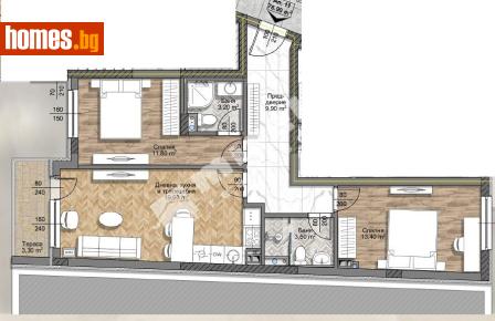 Тристаен, 93m² - Апартамент за продажба - 117741146