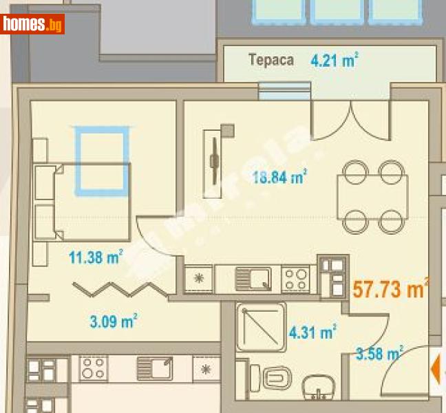 Двустаен, 80m² - Жк. Зона Б19, София - Апартамент за продажба - МИРЕЛА - 117766034