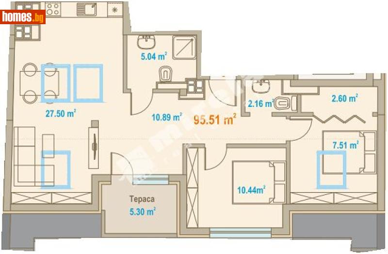 Тристаен, 132m² - Жк. Зона Б19, София - Апартамент за продажба - МИРЕЛА - 117766036
