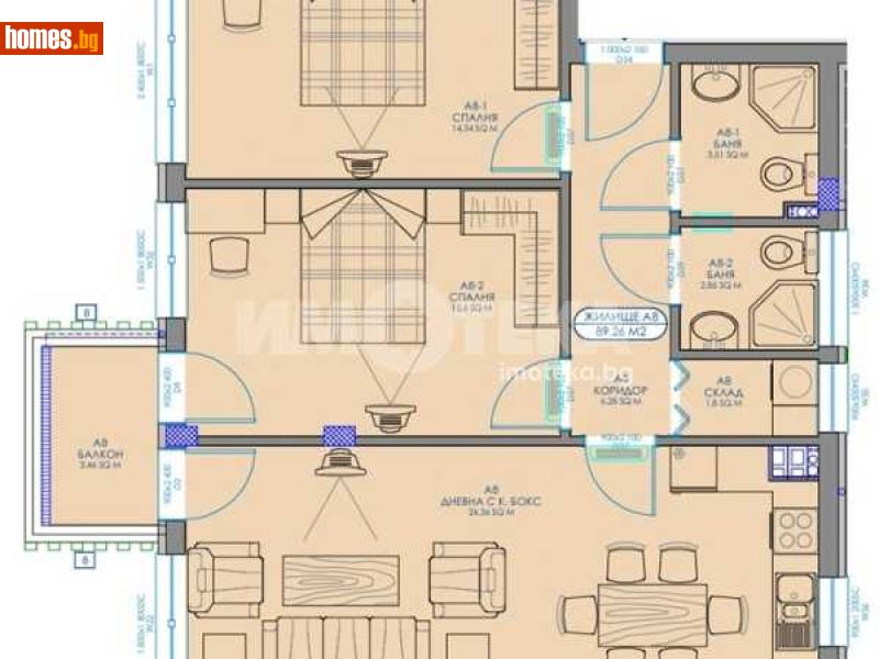 Тристаен, 102m² - Жк. Обеля 2, София - Апартамент за продажба - ИМОТЕКА АД - 117784269