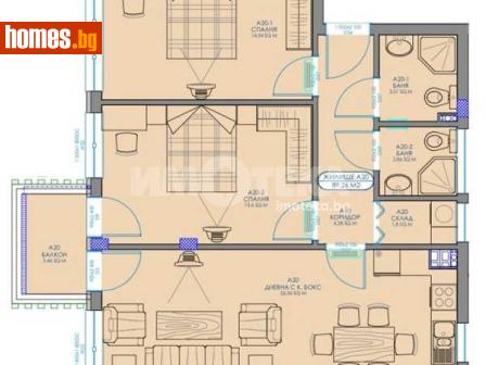 Тристаен, 102m² - Апартамент за продажба - 117784358