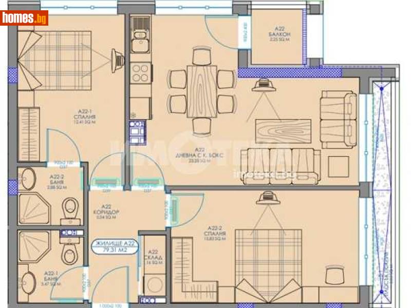 Тристаен, 96m² - Жк. Обеля 2, София - Апартамент за продажба - ИМОТЕКА АД - 117784372