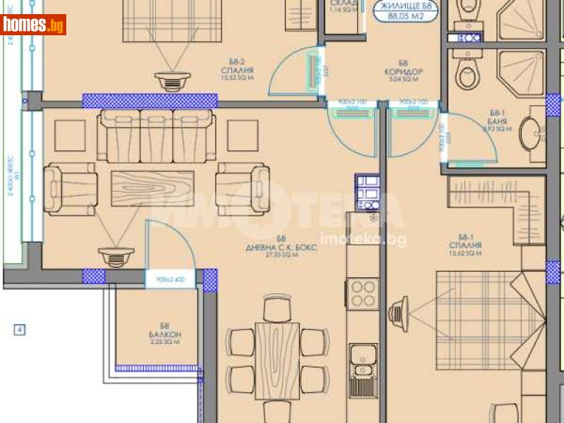 Тристаен, 106m² - Жк. Обеля 2, София - Апартамент за продажба - ИМОТЕКА АД - 117784498
