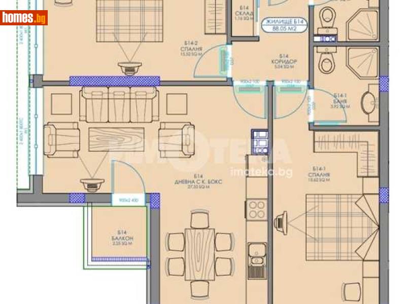 Тристаен, 101m² - Жк. Обеля 2, София - Апартамент за продажба - ИМОТЕКА АД - 117784540