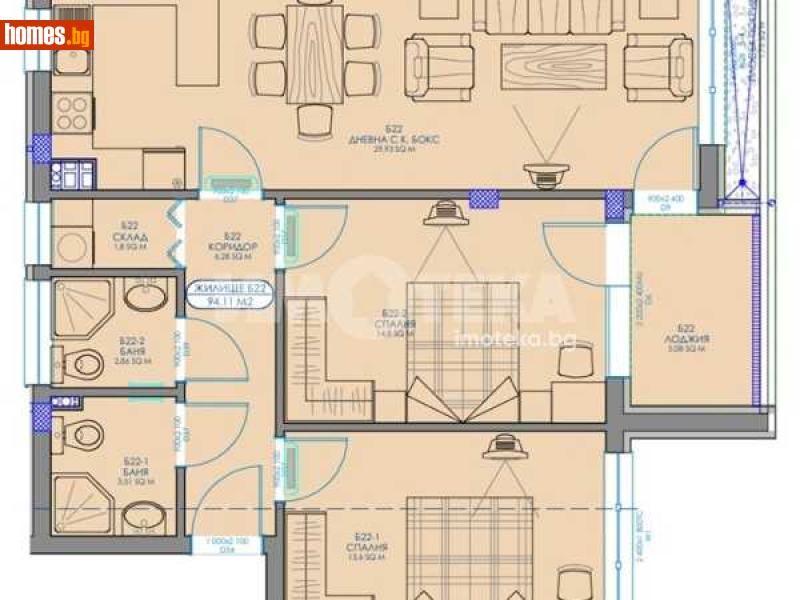 Тристаен, 96m² - Жк. Обеля 2, София - Апартамент за продажба - ИМОТЕКА АД - 117784596