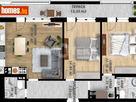 Тристаен, 107m² - Апартамент за продажба - 117832395