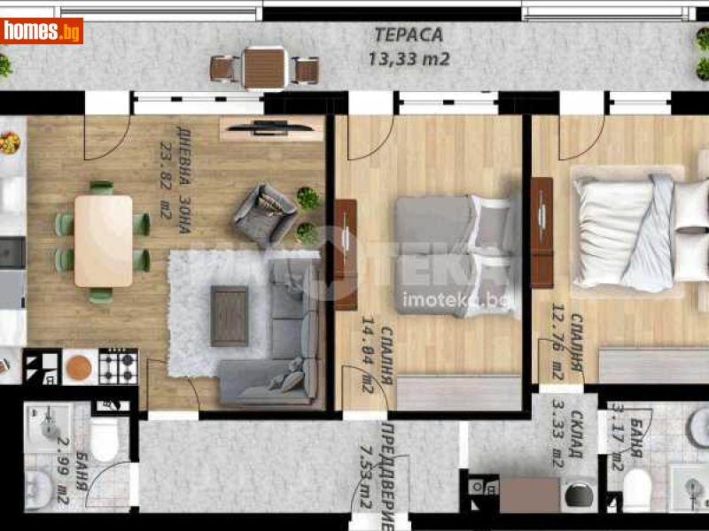 Тристаен, 107m² - Кв. Беломорски, Пловдив - Апартамент за продажба - ИМОТЕКА АД - 117832395
