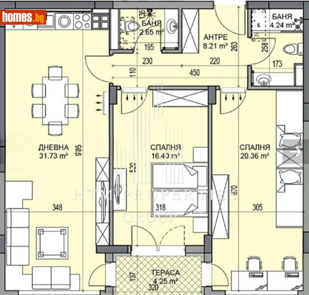 Тристаен, 121m² - Жк. Гагарин, Пловдив - Апартамент за продажба - Ейч Ти Ем Пропъртис Груп ЕООД - 117886645