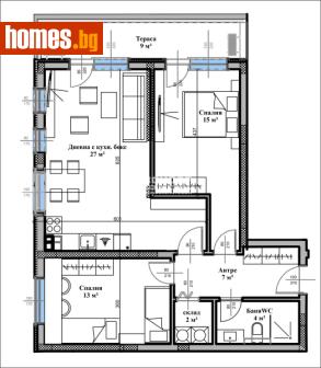 Тристаен, 111m² - Апартамент за продажба - 117918061