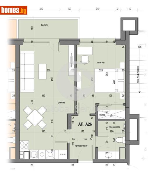 Двустаен, 79m² - Жк. Славия, София - Апартамент за продажба - Глобъл Сървисиз ООД - 117945307