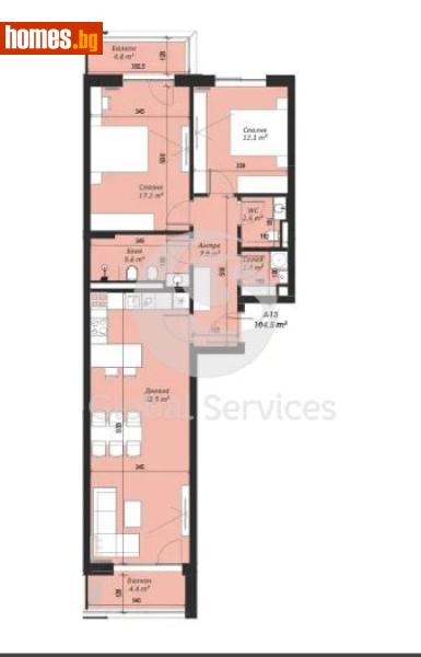 Тристаен, 104m² - Кв. Кръстова Вада, София - Апартамент за продажба - Глобъл Сървисиз ООД - 117945594