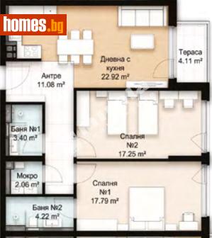 Тристаен, 116m² - Апартамент за продажба - 117997487