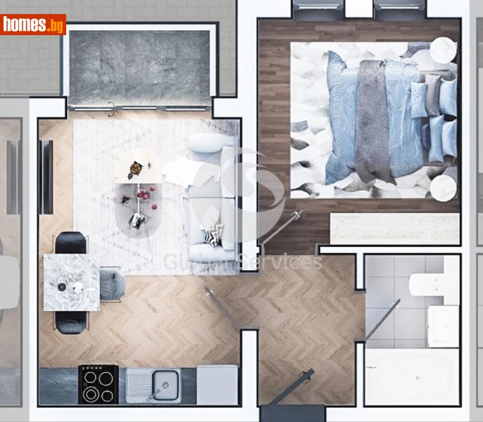 Двустаен, 58m² - Жк. Зона Б19, София - Апартамент за продажба - Глобъл Сървисиз ООД - 118078334