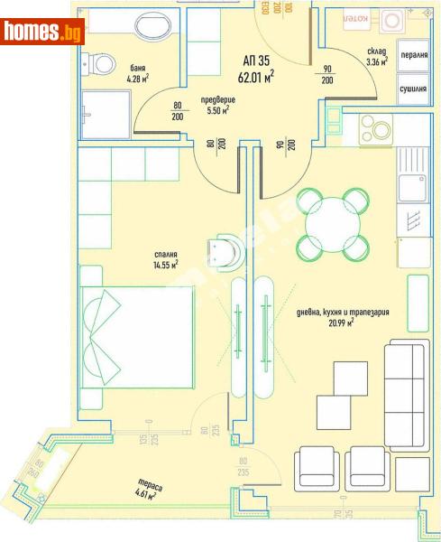 Двустаен, 76m² - Кв. Малинова Долина, София - Апартамент за продажба - МИРЕЛА - 118081401