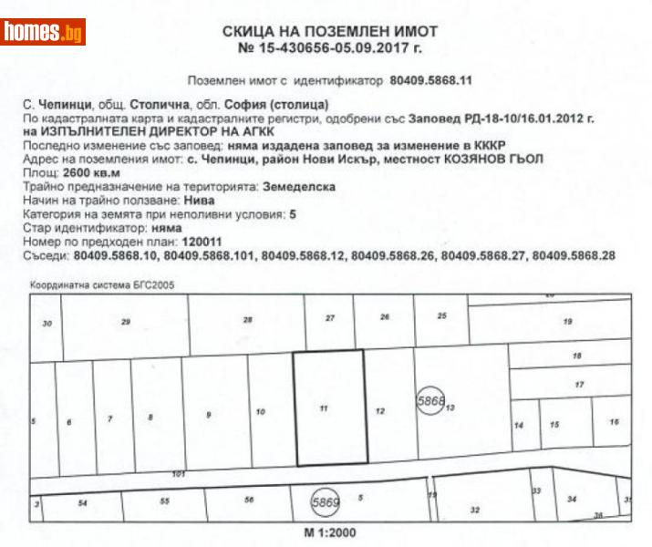 Парцел, 2600m² -  Чепинци, София - Парцел за продажба - Катани Инженеринг ООД - 118125895