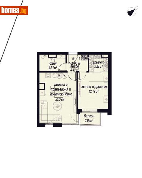 Двустаен, 56m² - Жк. Зона Б4, София - Апартамент за продажба - Титан Пропъртис - 118155248